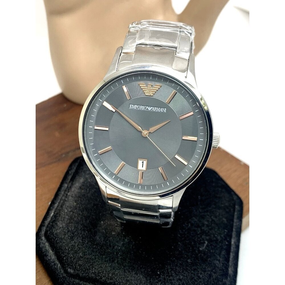 Emporio Armani Men's Watch AR11179 Quartz Gray Dial Silver Stainless Steel 43mm